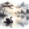 Swan Reflections, a Serene Symphony of Grace and Tranquility in Nature\'s Mirror. Generative ai for illustrations