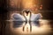 Swan Serenade: Romantic Duo of Kissing Swans on the water\\\'s surface, Valentines day love card