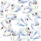 Swan. Swan Watercolor drawing. Swan flock seamless pattern.