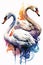 Swan on water, watercolor illustration on a white background.