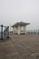 Swanage Pier in the mist, Dorset, England.