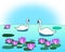 Swans in the Lily Pond