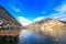 Swans and Mallards swimming near the pear at Hallstatt lake, Austria