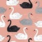 Swans. Seamless vector pattern. Template for