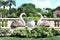 Swans Statues in a Tropical Garden