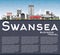 Swansea Wales City Skyline with Color Buildings, Blue Sky and Copy Space