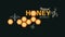 Swarm bee, honeycomb. Emblem, label, business card. Linear bee logo, honeycomb