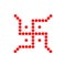 Swastika vector icon with red dots. Hindu holy symbol
