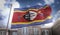 Swaziland Flag 3D Rendering on Blue Sky Building Background