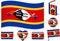 Swaziland flag in seven shapes. Editable and separate layers.
