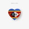 Swaziland heart shaped flag. Origami paper cut Eswatini national banner