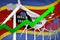 Swaziland wind energy power rising chart, arrow up - alternative natural energy industrial illustration. 3D Illustration