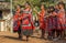 Swaziland woman singing and dancing with traditional attire clothing Swaziland