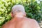 Sweat on the nape of senior man