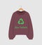 Sweater on a hanger with the inscription slow fashion and recycling sign. Flat vector illustration