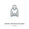 Sweater with hood and pocket outline vector icon. Thin line black sweater with hood and pocket icon, flat vector simple element