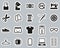 Sweatshop Factory Icons Black & White Sticker Set Big