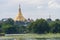 Swedagon pagoda view at Kandawgyi lake, Yangon