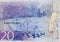 Sweden 20 krona 2015 banknote, Swedish money close up.