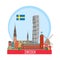 Sweden background with national attractions