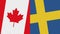 Sweden and Canada Two Half Flags Together