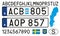 Sweden car license plate, letters, numbers and symbols