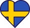 Sweden country nation flag in heart form vector