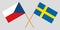 Sweden and Czech Republic. Crossed Swedish and Czech flags