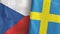 Sweden and Czech Republic two flags textile cloth 3D rendering