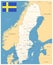 Sweden - detailed map with administrative divisions and country flag. Vector illustration