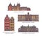 Sweden famous architecture landmarks in thin line