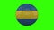 Sweden flag on ball rotates on transparent green alpha background, loop