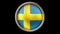 Sweden flag button isolated on black
