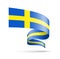 Sweden flag in the form of wave ribbon.