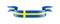Sweden flag in the form of wave ribbon.