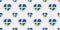 Sweden flag seamless pattern. Vector Swedish flags stikers. Love hearts symbols. Texture for language courses, sports pages, trave