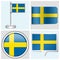 Sweden flag - set of sticker, button, label