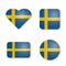 Sweden flag sticker set, vector illustration