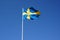 Sweden flag waving against the clear blue sky