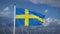Sweden flag waving with blue sky in summer - video animation