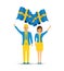 Sweden flag waving man and woman