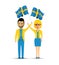 Sweden flag waving man and woman