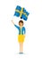 Sweden flag waving man and woman
