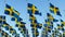 Sweden flags waving in the wind