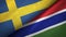Sweden and Gambia two flags textile cloth, fabric texture