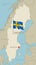 Sweden highly detailed map with territory borders