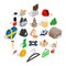 Sweden icons set, isometric style