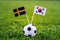 Sweden - Korea Republic, South Korea, Group F, Monday, 18. June, Football, World Cup, Russia 2018, National Flags on green grass,