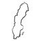 Sweden map from the contour black brush lines different thickness on white background. Vector illustration