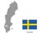 Sweden map with flag.